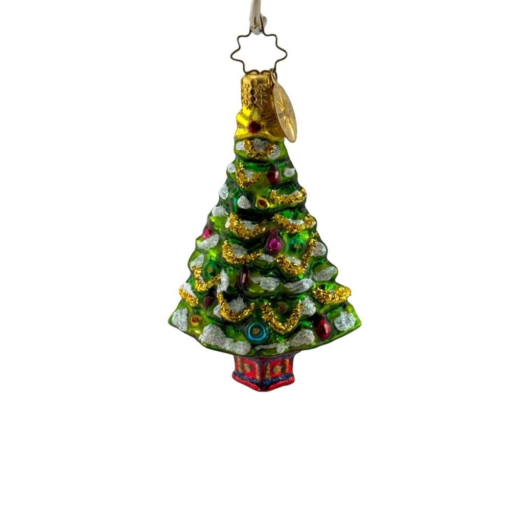 Christopher Radko Christmas Tree Ornament 3" Tall Gem With Hangtag Blown Glass
